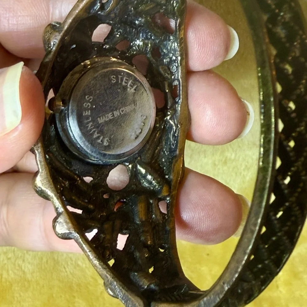 VTG ~ Luxurious Turquoise Gemstone Watch set in thorny hedge pattern.